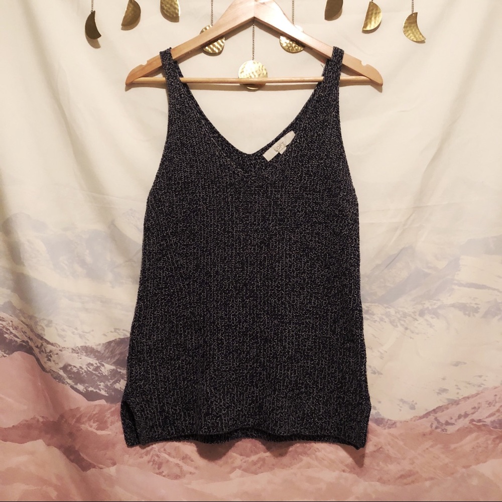 Loft Knit Marled Cotton V Neck Sweater Tank Small
